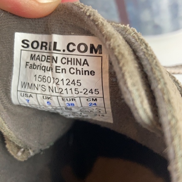 Sorel Toronto Lace-up Suede Wedge Bootie Green Tan Size 7 Winter Waterproof - Picture 8 of 15